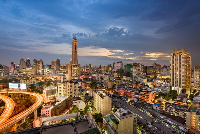 4K Bangkok Thailand Cityscape at Dusk
