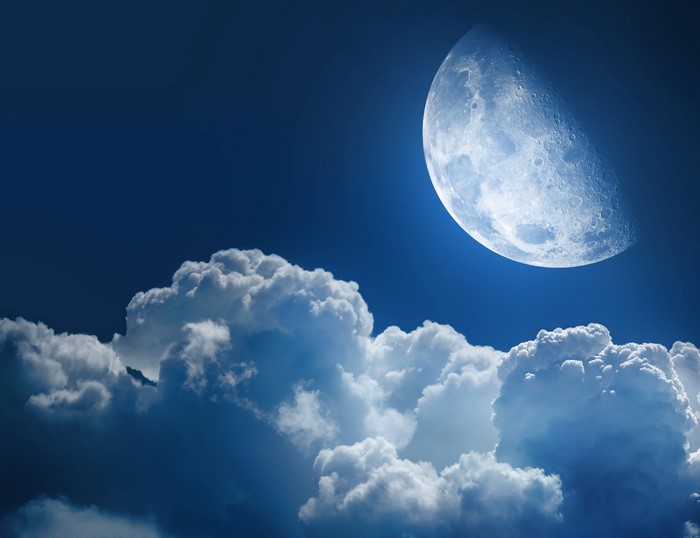Moon and Clouds in the Night Sky