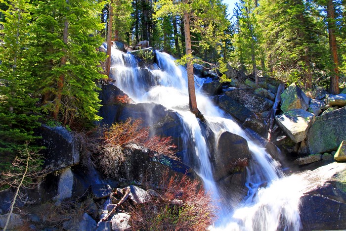 Waterfall cascading over rocks in Yosemite National Park, USA