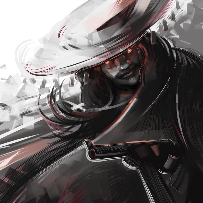 Warrior with a hat and a gun