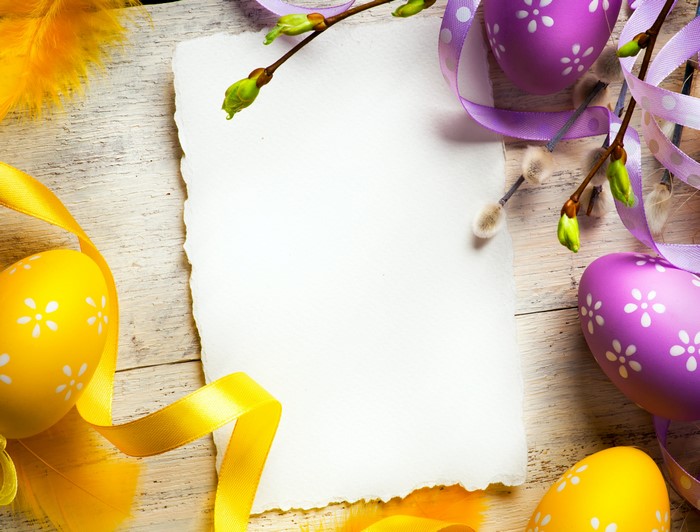 Easter Eggs and Greeting Card Template