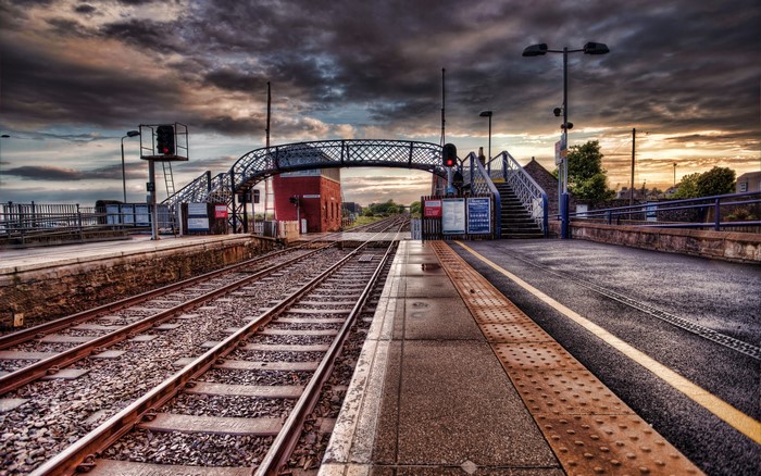 Carnoustie Railway Station with Bridge and Tracks