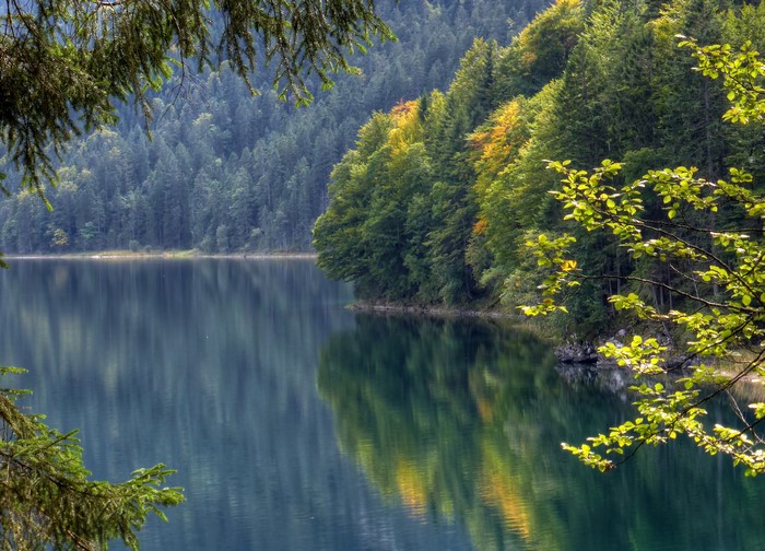 Lake Eibsee in Bavaria, Germany