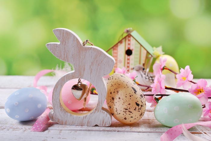 Easter Holiday with Rabbits and Eggs