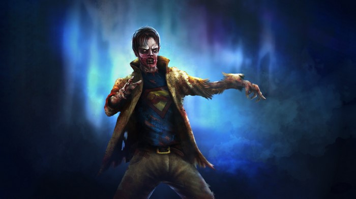 Zombie wearing a Superman shirt