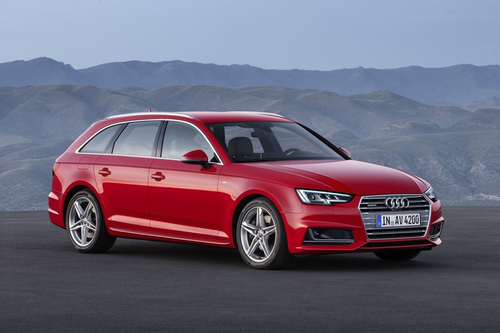 Red Audi A4 Avant TDI quattro S line B9 Estate Car