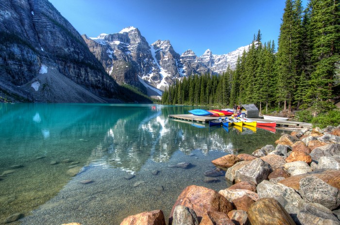 4K Moraine Lake Canada Mountains Lake Scenery