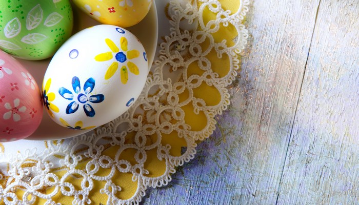 Easter Eggs on a Doily