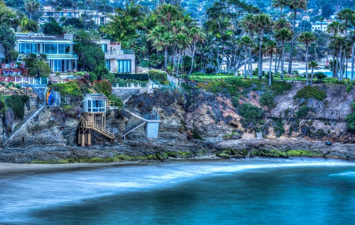 Houses on a cliffside in Laguna Beach, California