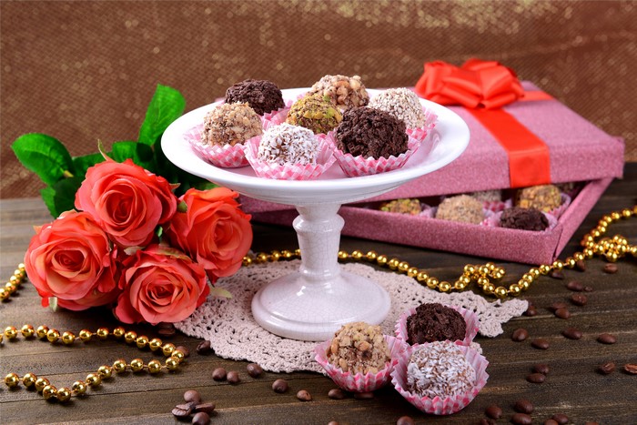 Chocolates and Roses in a Gift Box