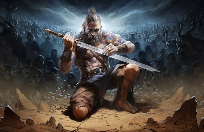 Barbarian from Diablo III Reaper of Souls with sword