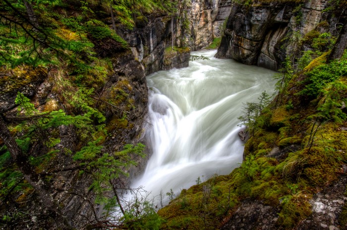 Maligne Canyon Waterfall in Jasper National Park, Canada