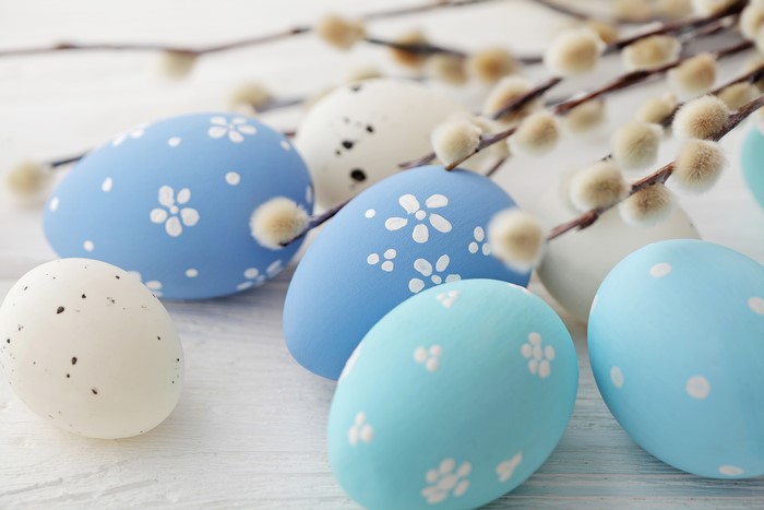 Easter Eggs with Pussy Willows