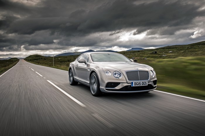 Bentley Continental GT driving on a road