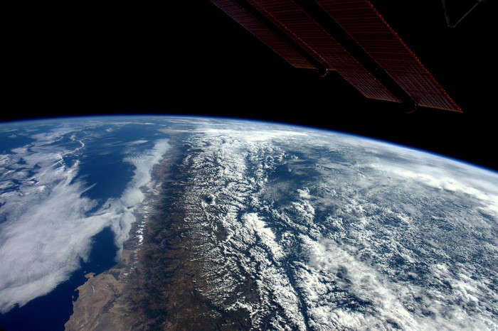 Earth's Andes Mountains and Pacific Ocean from Space