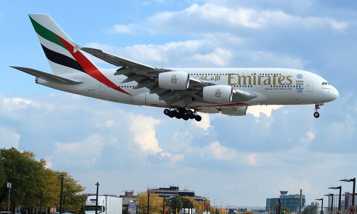Emirates Airbus A380-800 landing