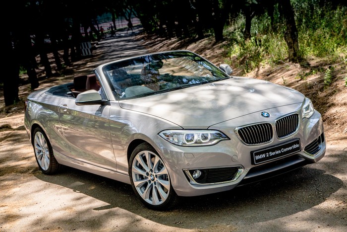 BMW 2 Series Convertible on a dirt road
