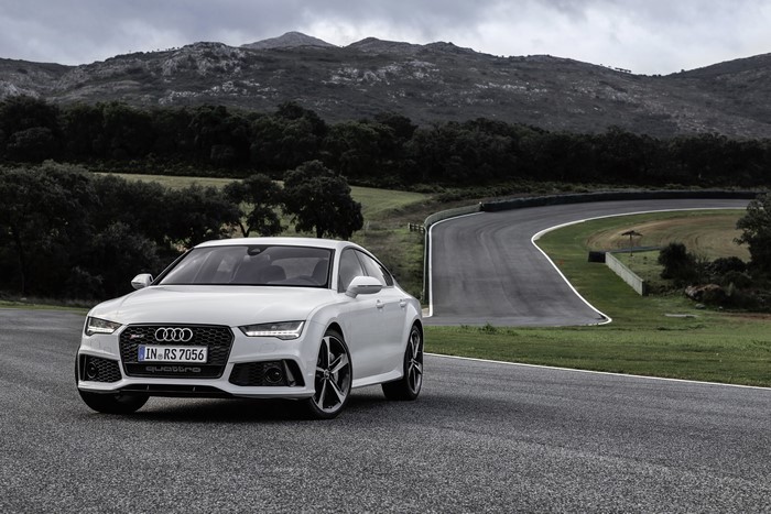 White Audi RS 7 on a Race Track