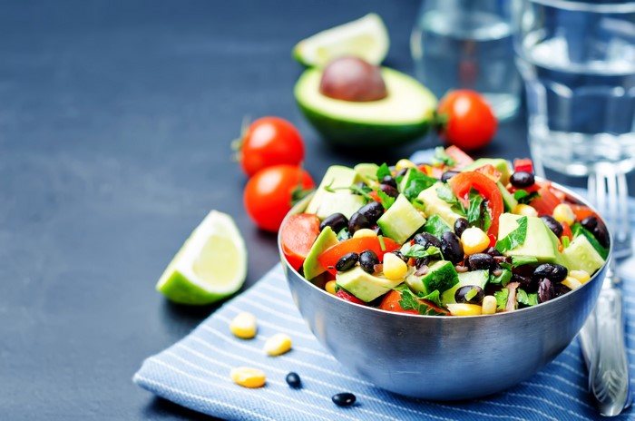 Avocado and Black Bean Salad with Tomatoes and Corn