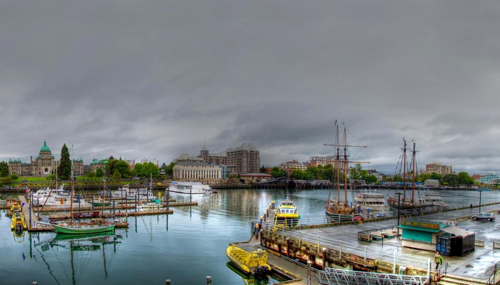 Victoria Harbour with Parliament Buildings and Ships