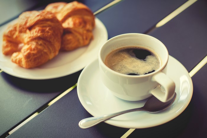 Coffee and Croissants on a Table