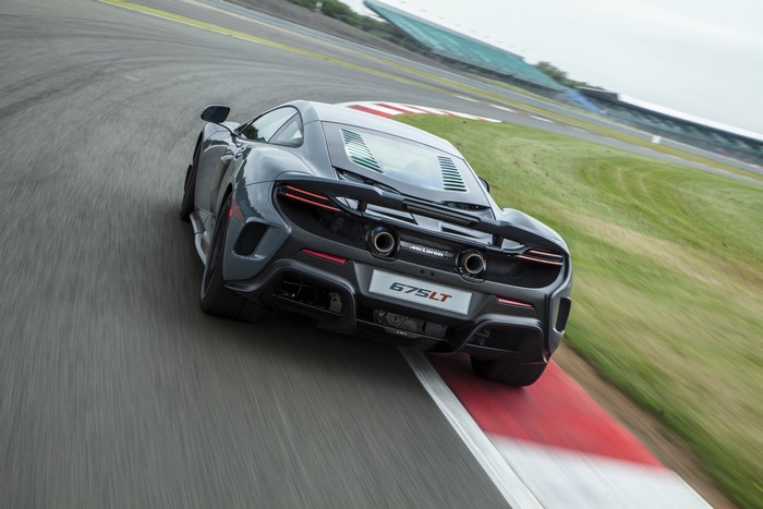 McLaren 675LT driving on a race track
