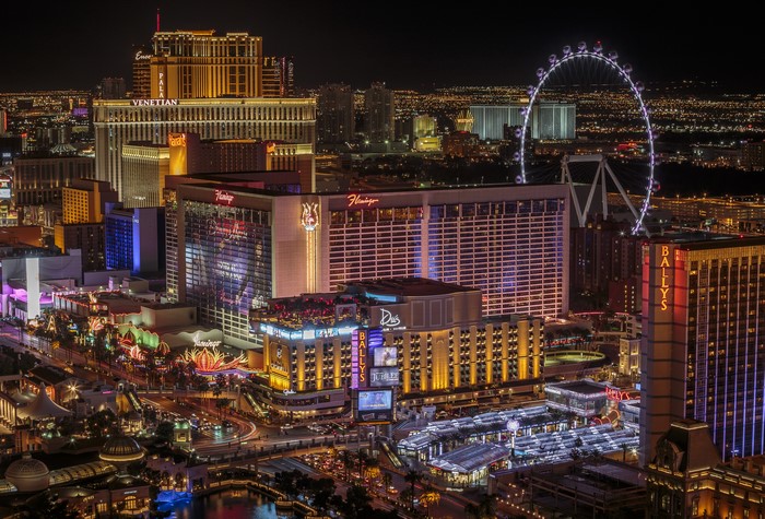 Las Vegas Strip at Night with The High Roller
