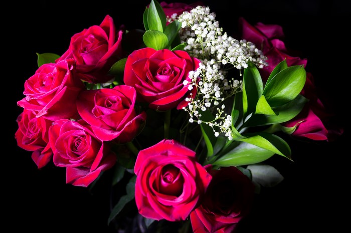 Bouquet of Red Roses with Baby's Breath