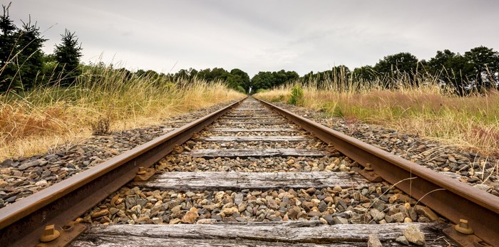 Railroad tracks receding into the distance
