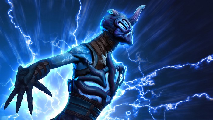 Razor from DOTA 2 surrounded by lightning