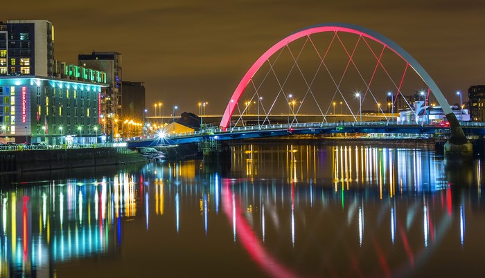 Glasgow River Bridge at Night, United Kingdom