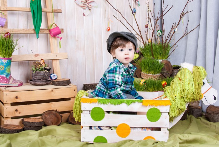 4K Easter scene with a boy