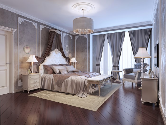 Elegant Bedroom Interior Design with Bed and Chandelier