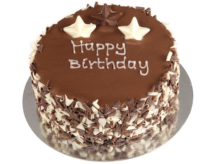 Chocolate birthday cake with white stars