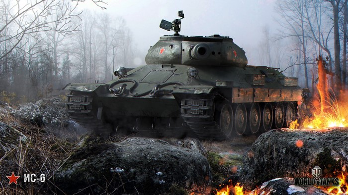 IS-6 tank from World of Tanks in a forest setting