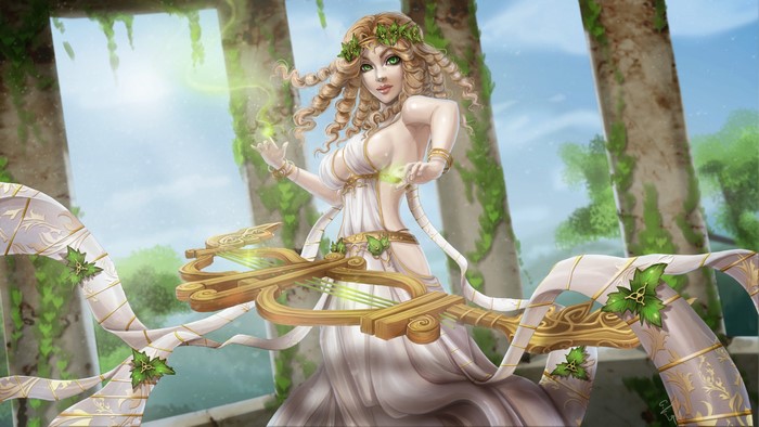 Sona from League of Legends with a lyre
