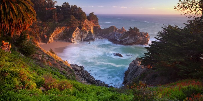 McWay Falls at Julia Pfeiffer Burns State Park at sunset