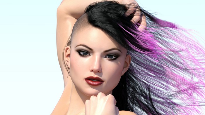 Woman with black and pink hair