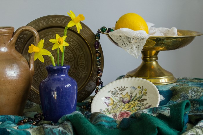 Still-life with Daffodils in a Blue Vase