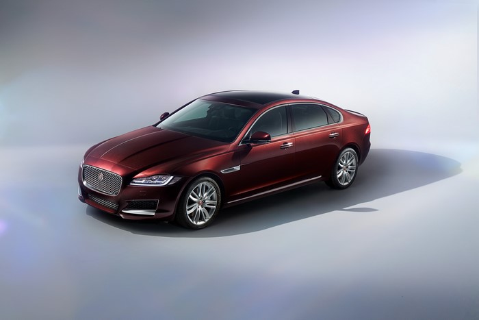 Jaguar XFL wine color luxury sedan