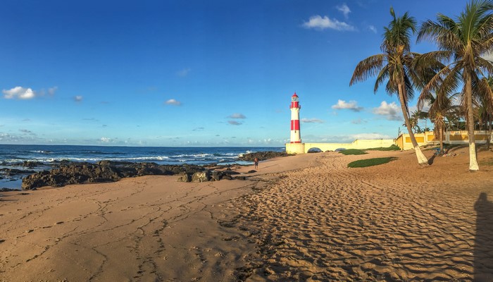 Lighthouse on the beach in Salvador Bahia, Brazil