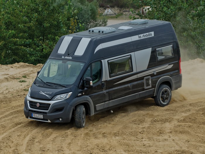 Fiat La Strada Avant Camper Van Driving on Sand