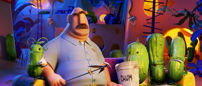 Chester V and food creatures from Cloudy with a Chance of Meatballs 2