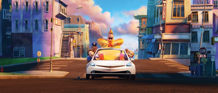 Flint Lockwood and friends in a car