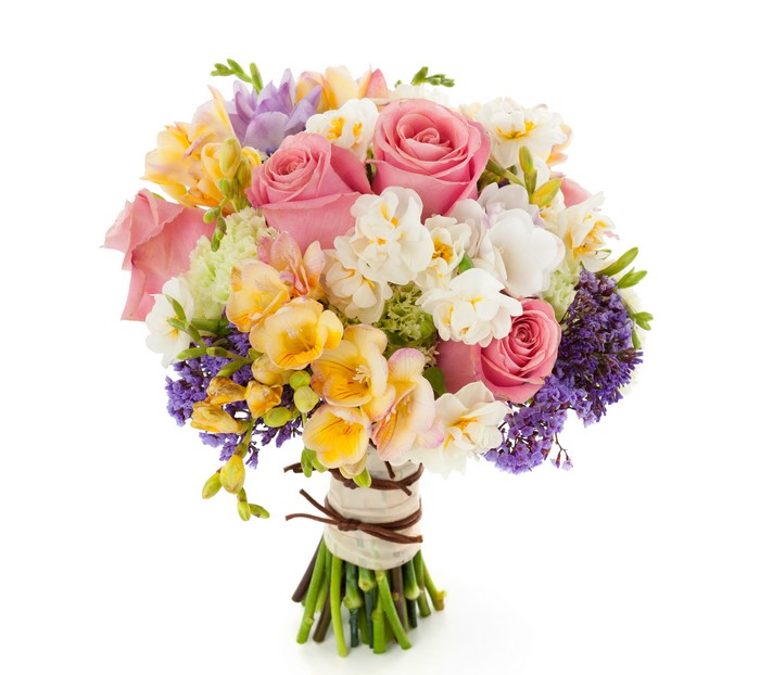 Bouquet of Roses, Freesia, and Daffodils