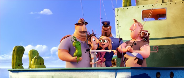 Cloudy with a Chance of Meatballs 2 characters fishing