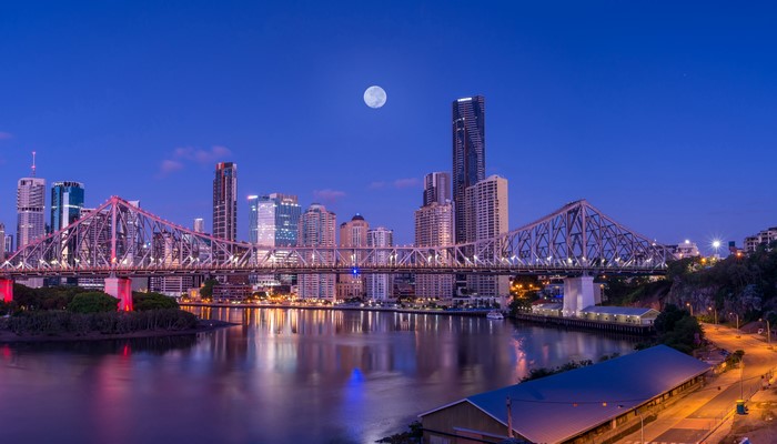 Brisbane Cityscape with Story Bridge at Night
