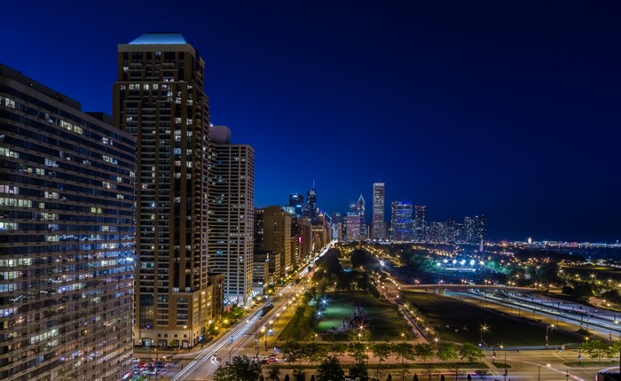 Chicago City Skyline at Night