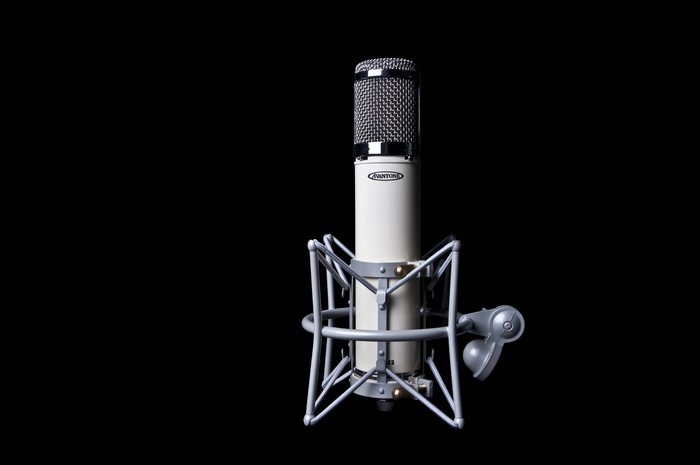 Phantom microphone on a black background
