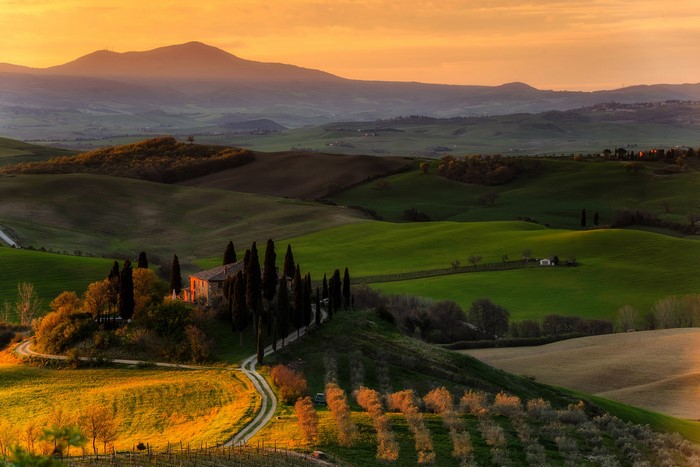 Podere Belvedere, Tuscany, Italy at Sunset